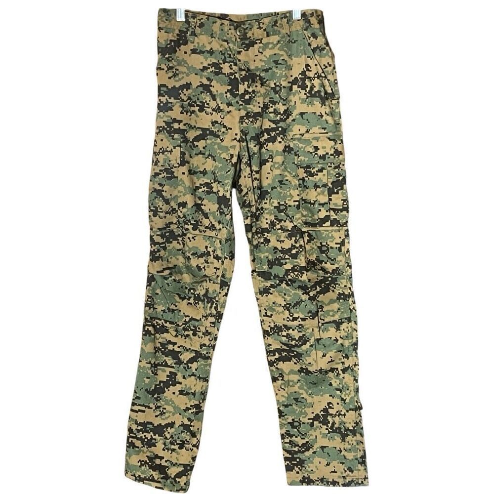 Military Camouflage woodland Cargo Pants Sz‎ Small Button Fly